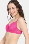 Rosaline Padded Wired 3/4th Coverage Lace Bra - Beetroot Purple — thumbnail 3